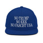 No Trump KKK Fascist USA Embroidered Flat Brim Bill Snapback Hat - Royal Blue