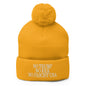 No Trump KKK Fascist USA Embroidered Pom Knit Beanie - Gold