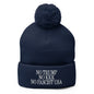 No Trump KKK Fascist USA Embroidered Pom Knit Beanie - Navy