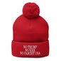 No Trump KKK Fascist USA Embroidered Pom Knit Beanie - Red