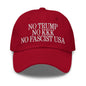 No Trump KKK Fascist USA Embroidered Unstructured Dad Hat - Cranberry