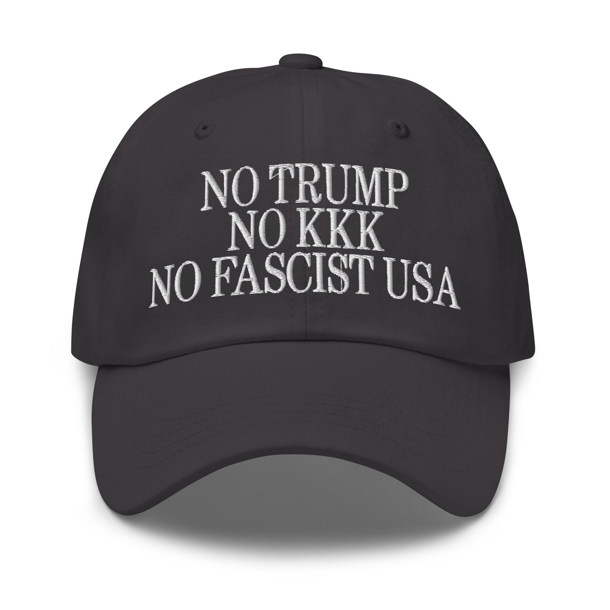 No Trump KKK Fascist USA Embroidered Unstructured Dad Hat - Dark Grey