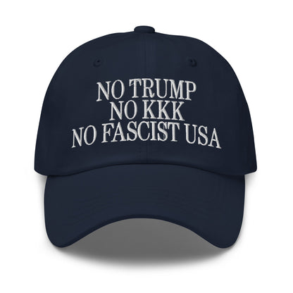 No Trump KKK Fascist USA Embroidered Unstructured Dad Hat - Navy