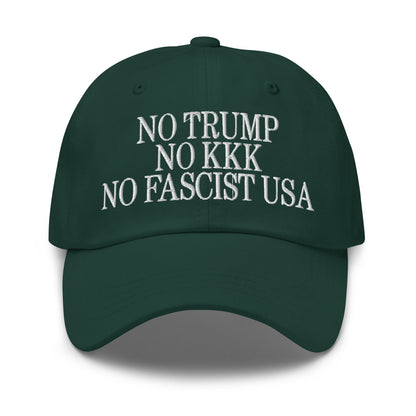 No Trump KKK Fascist USA Embroidered Unstructured Dad Hat - Spruce