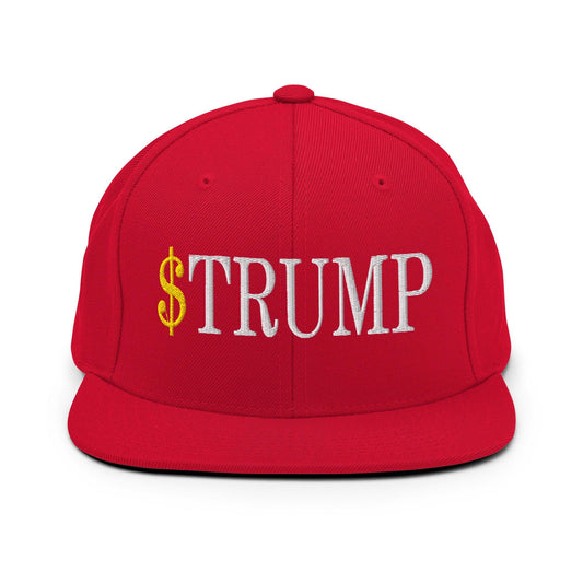$Trump Official Trump Meme Coin Embroidered Flat Brim Bill Snapback Hat - Red