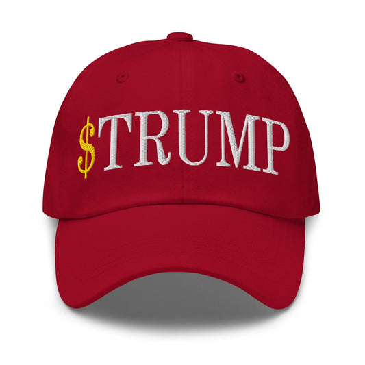 $Trump Official Trump Meme Coin Embroidered Unstructured Dad Hat - Cranberry