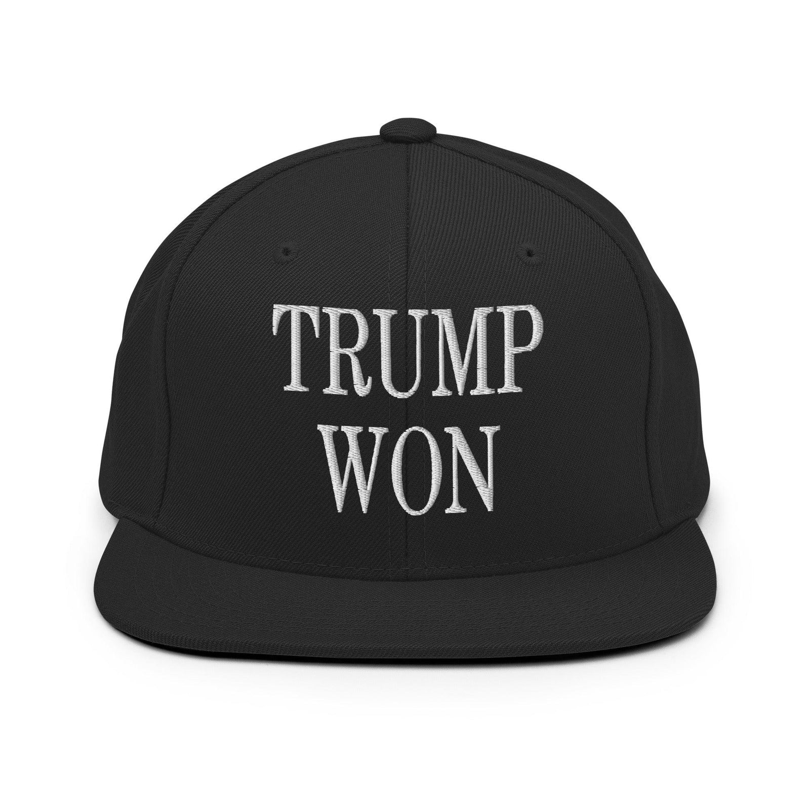 Trump Won 2020 2024 Flat Bill Brim Snapback Hat - Black