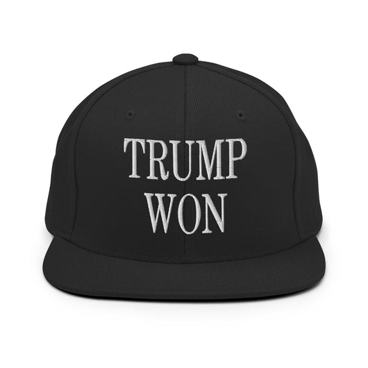 Trump Won 2020 2024 Flat Bill Brim Snapback Hat - Black