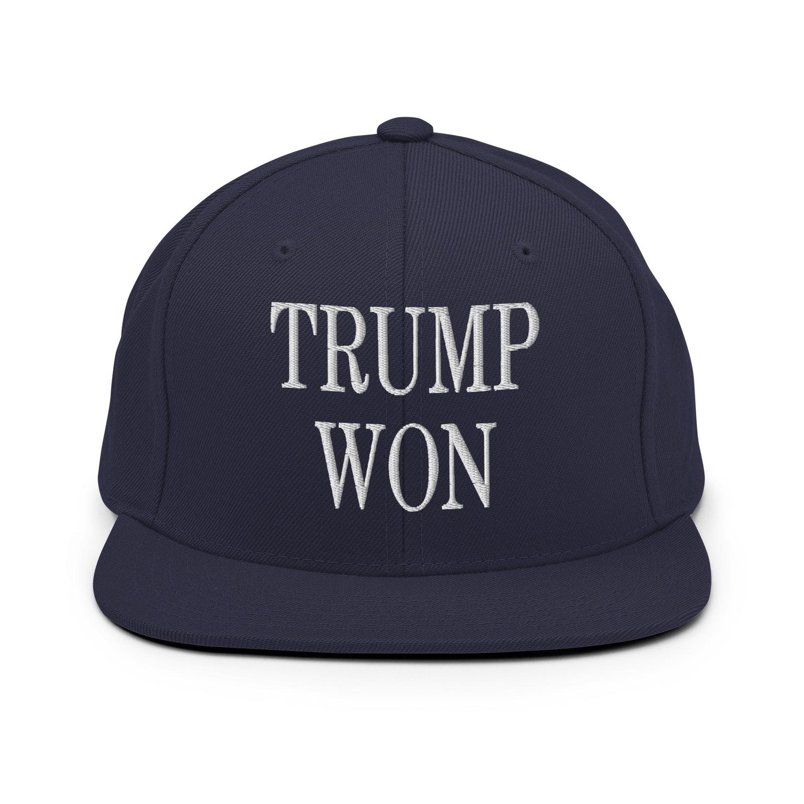 Trump Won 2020 2024 Flat Bill Brim Snapback Hat - Navy