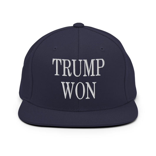 Trump Won 2020 2024 Flat Bill Brim Snapback Hat - Navy