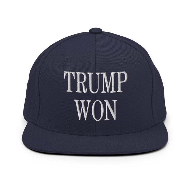 Trump Won 2020 2024 Flat Bill Brim Snapback Hat - Navy