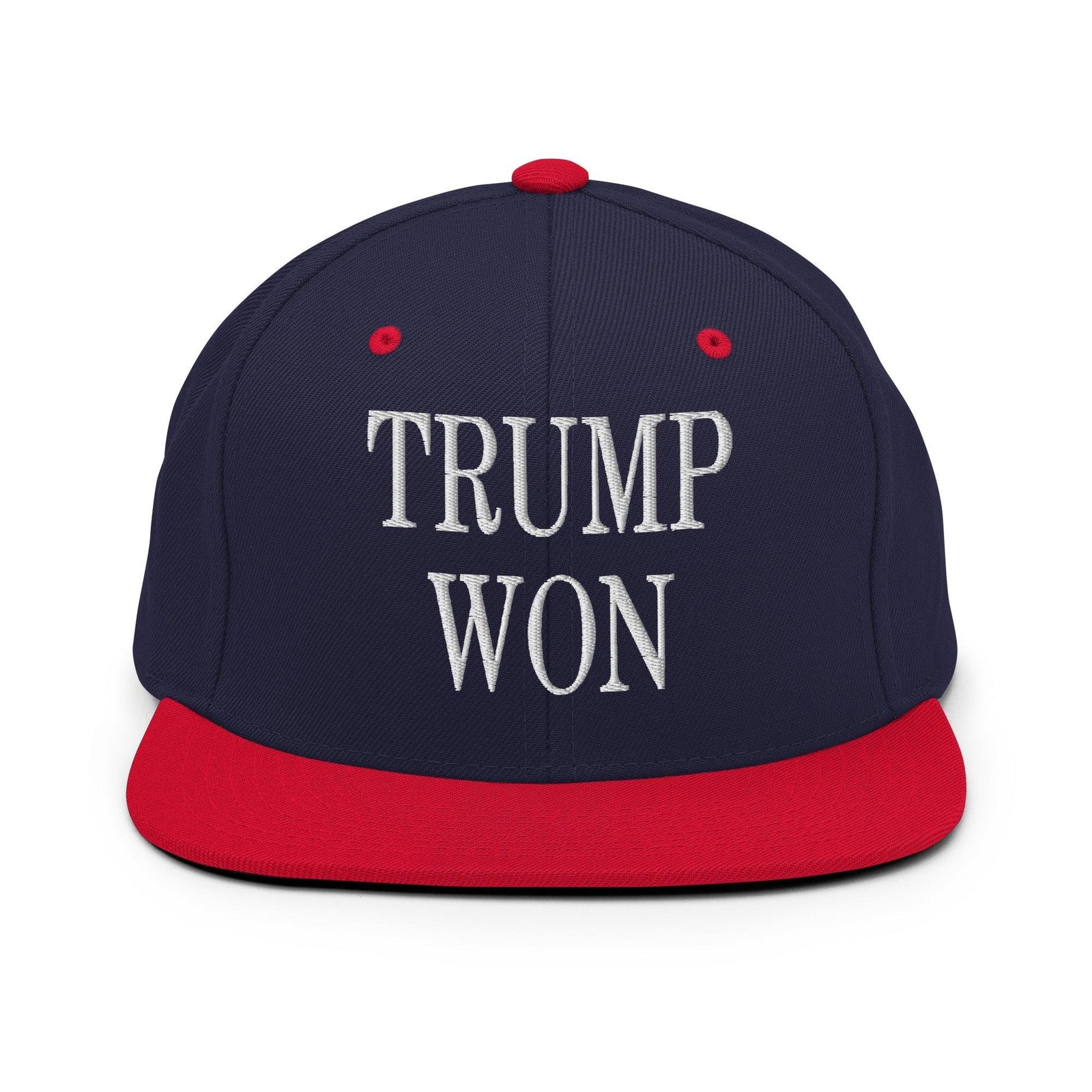 Trump Won 2020 2024 Flat Bill Brim Snapback Hat - Navy/ Red