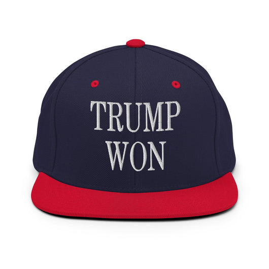 Trump Won 2020 2024 Flat Bill Brim Snapback Hat - Navy/ Red