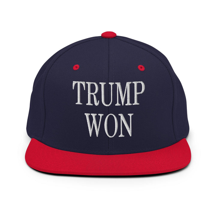 Trump Won 2020 2024 Flat Bill Brim Snapback Hat - Navy/ Red