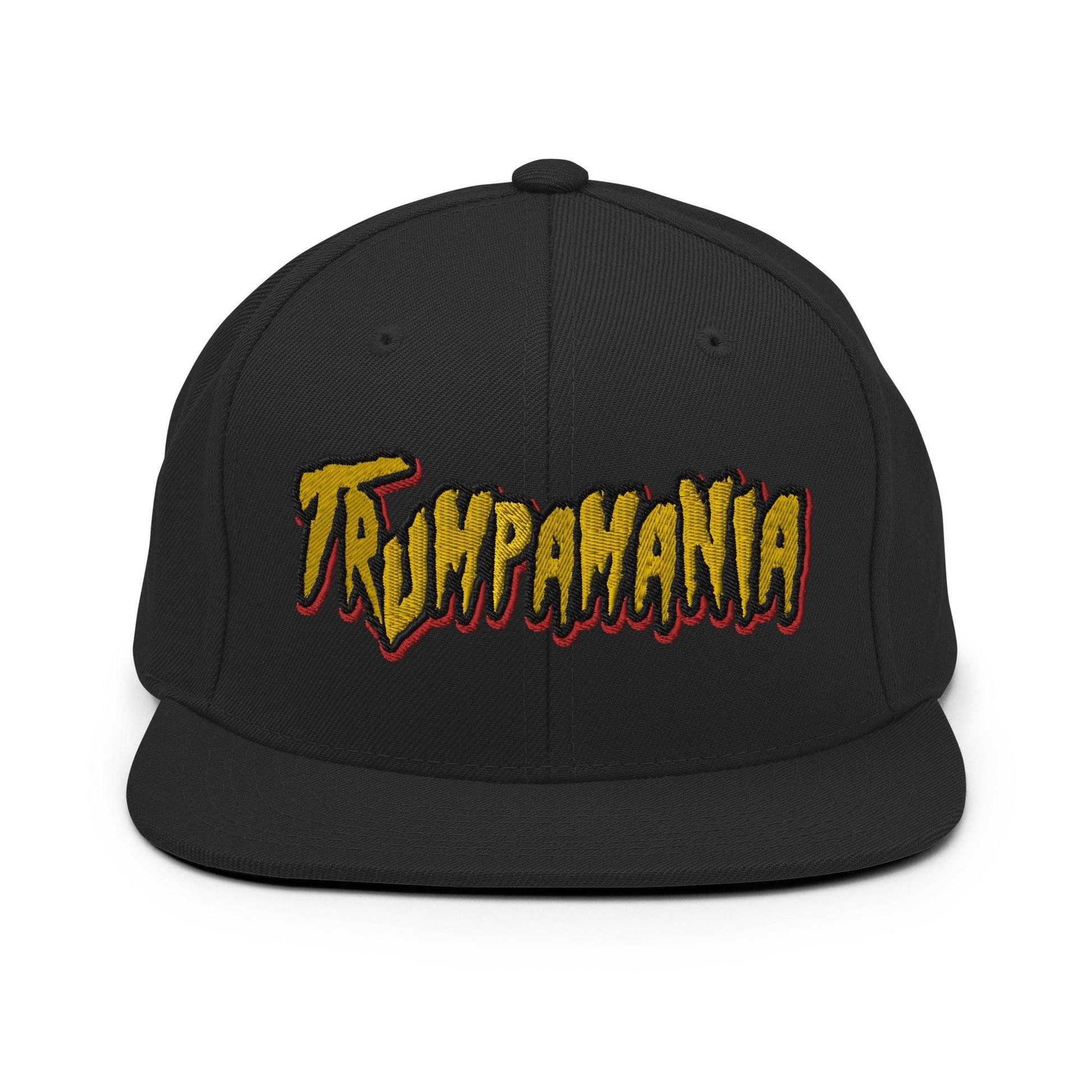 Trumpamania Donald Trump Flat Bill Brim Snapback Hat - Black - Headwear