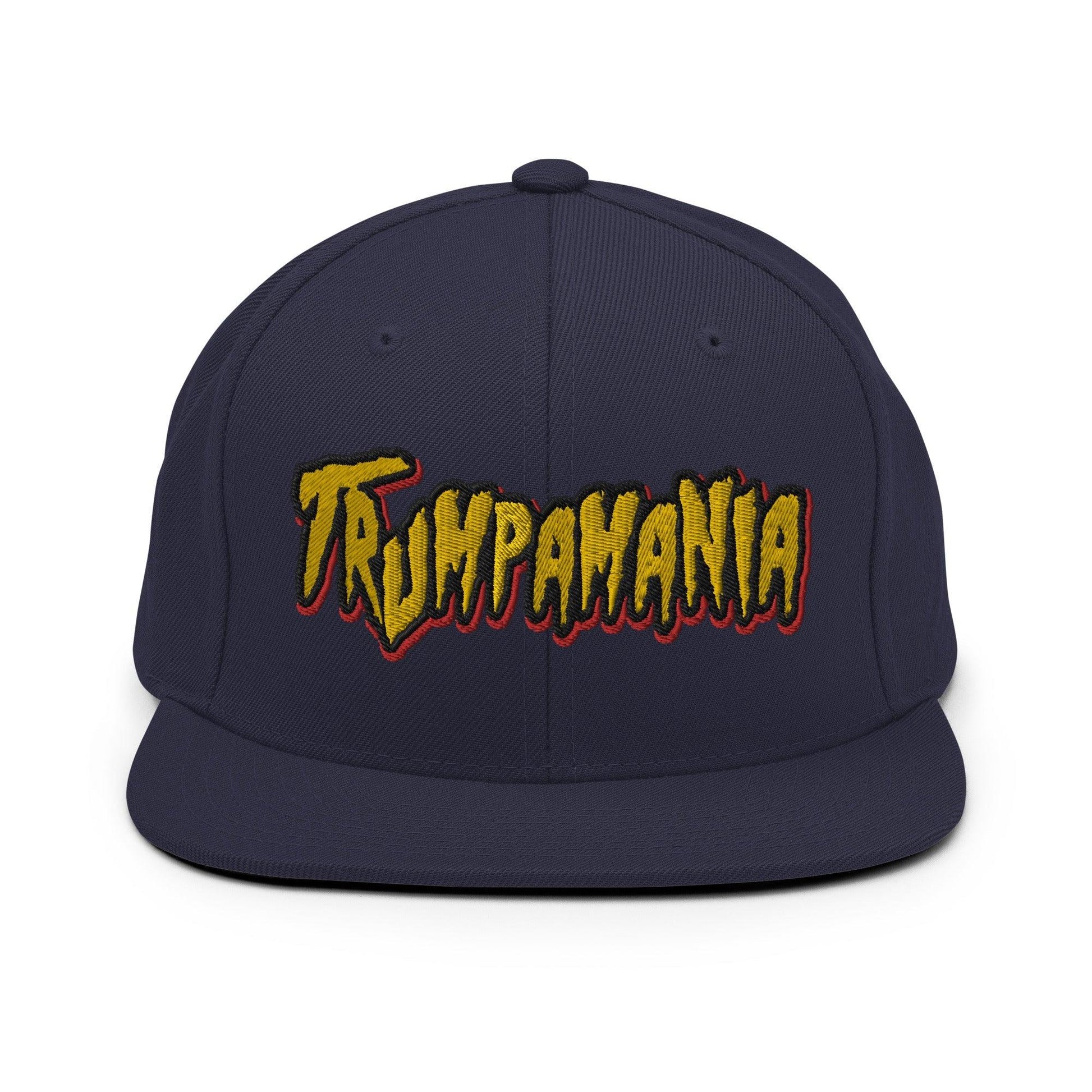 Trumpamania Donald Trump Flat Bill Brim Snapback Hat - Navy - Headwear