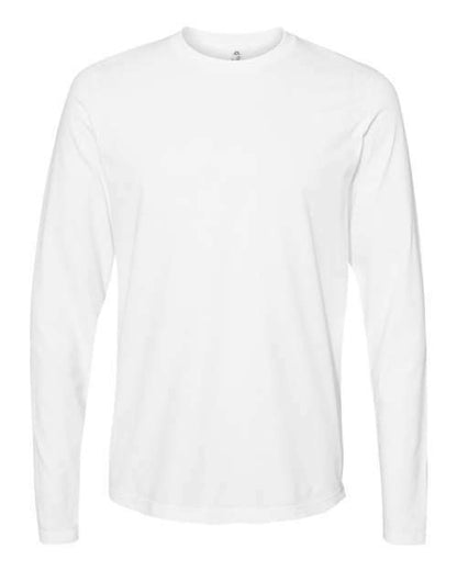 White long-sleeved cotton polyester blend shirt from Ultimate Long Sleeve T-Shirt collection