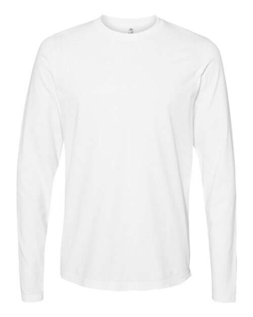 White long-sleeved cotton polyester blend shirt from Ultimate Long Sleeve T-Shirt for custom apparel