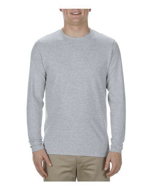 Gray long-sleeved shirt made from cotton polyester blend in Ultimate Long Sleeve T-Shirt collection