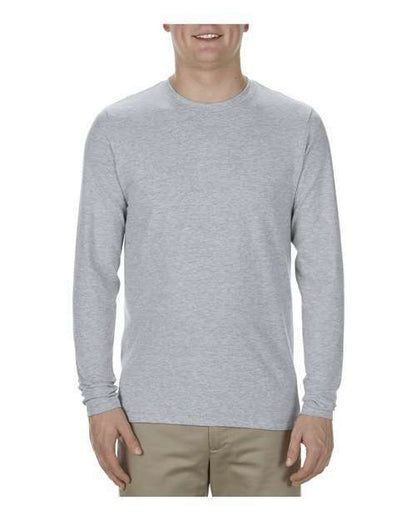 Gray long-sleeved shirt made from cotton polyester blend in Ultimate Long Sleeve T-Shirt collection