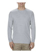 Gray long-sleeved shirt made from cotton polyester blend in Ultimate Long Sleeve T-Shirt collection