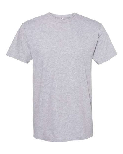 Gray short-sleeved T-shirt made of athletic Heather cotton polyester blend