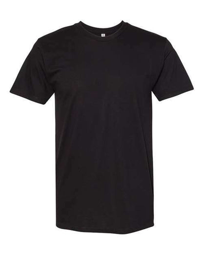 Black crew neck T-shirt from Ultimate T-Shirt with custom apparel, cotton polyester fabric, and screen printing
