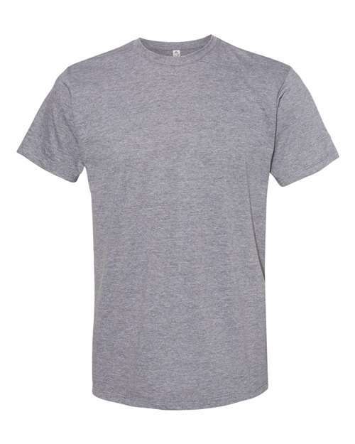Gray short-sleeved T-Shirt made from cotton polyester blend for comfort and style