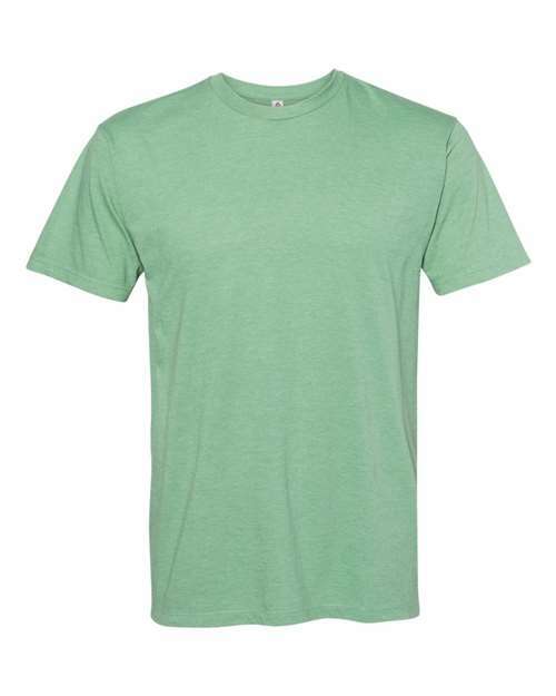 Mint green cotton polyester blend T-shirt with screen printing from Ultimate T-Shirt Kelly Heather