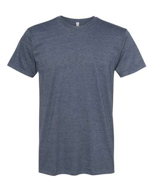 Heathered blue crew neck t-shirt from Ultimate T-Shirt Navy Heather, made of cotton polyester blend, ideal for custom apparel