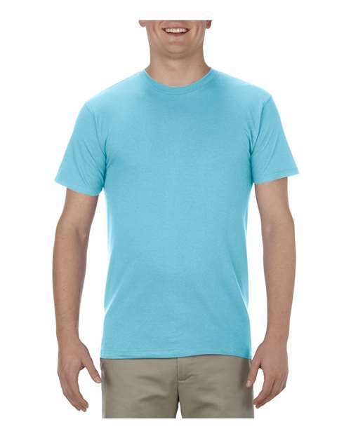 Light blue cotton polyester blend crew neck T-shirt for screen printing craftsmanship