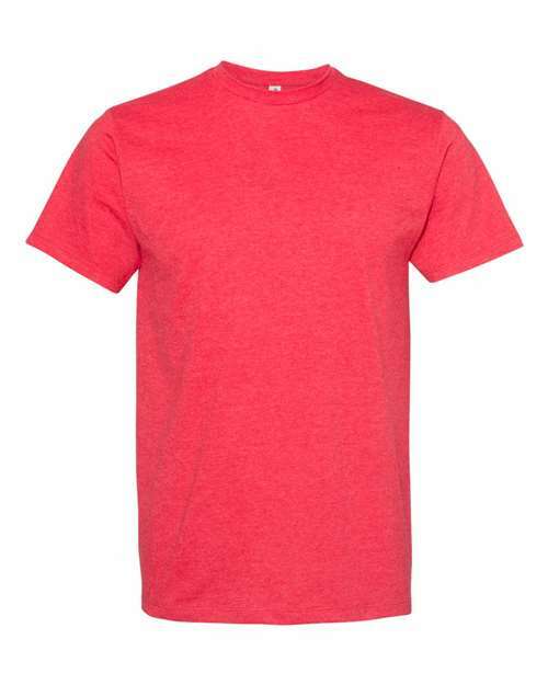 Red short-sleeved cotton polyester T-shirt from Ultimate T-Shirt Red Heather for custom apparel and screen printing
