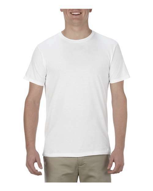 White cotton polyester crew neck T-shirt with set-in rib collar from Ultimate T-Shirt collection