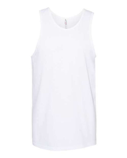 White sleeveless cotton polyester blend tank top from Ultimate Tank Top for custom apparel