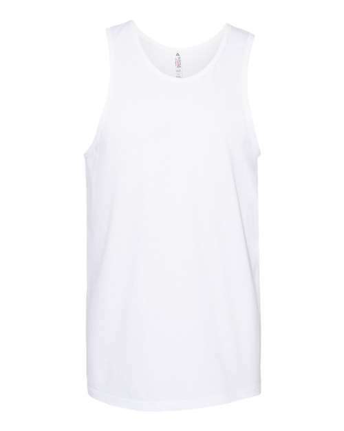 White sleeveless cotton polyester blend tank top from Ultimate Tank Top for custom apparel