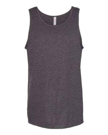 Gray heathered tank top from Ultimate Tank Top made of cotton polyester blend for custom apparel