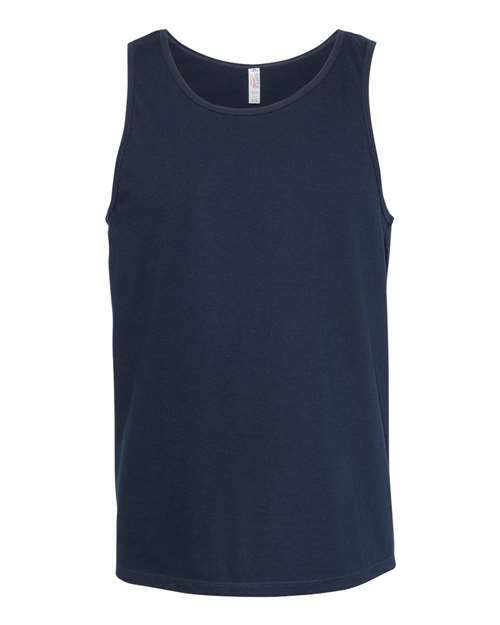 Navy blue Ultimate Tank Top made from cotton polyester blend, ideal for custom apparel