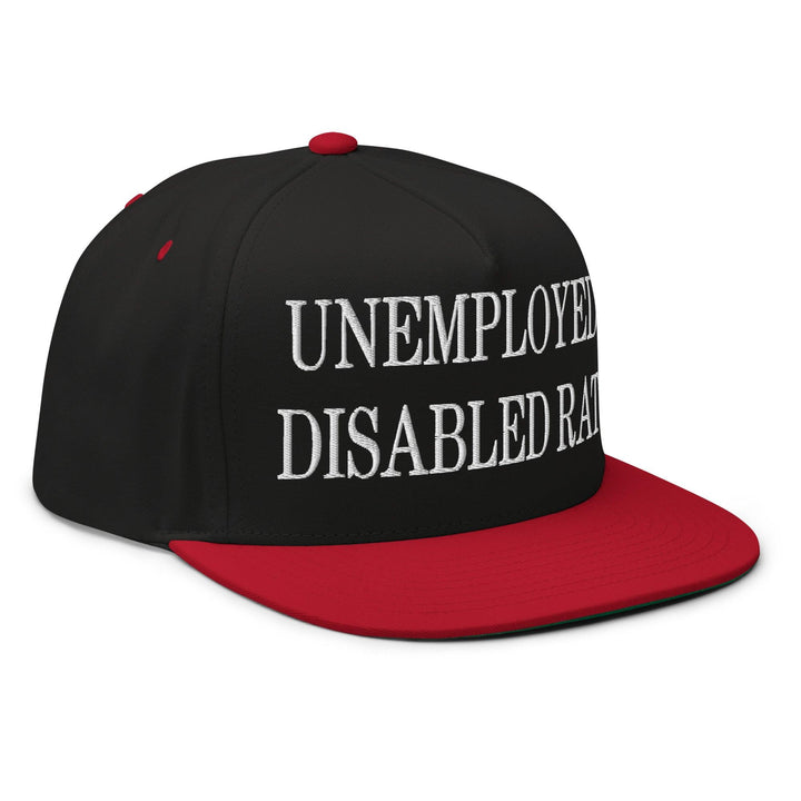 Unemployed Disabled Rat Embroidered 5 Panel Flat Bill Brim Snapback Hat