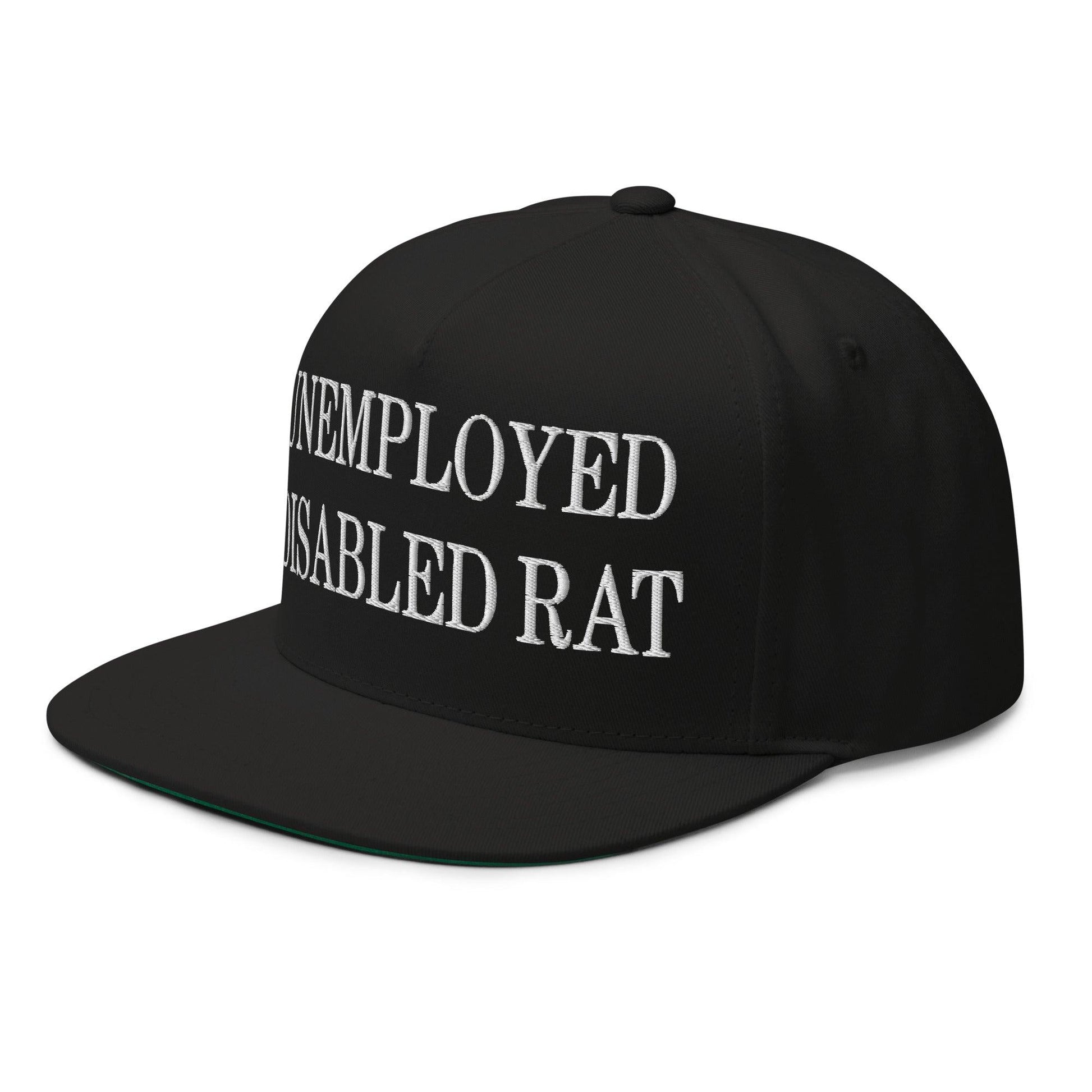 Unemployed Disabled Rat Embroidered 5 Panel Flat Bill Brim Snapback Hat