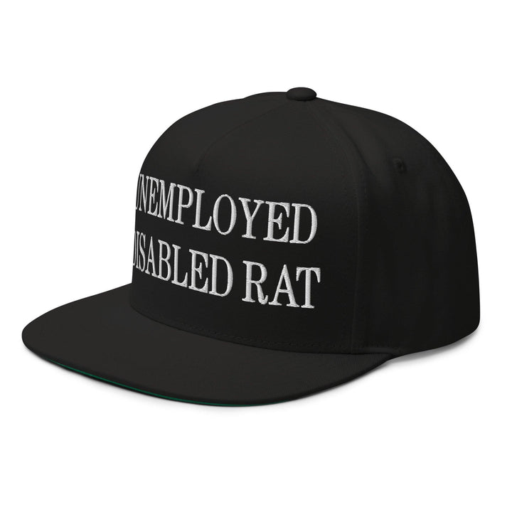 Unemployed Disabled Rat Embroidered 5 Panel Flat Bill Brim Snapback Hat