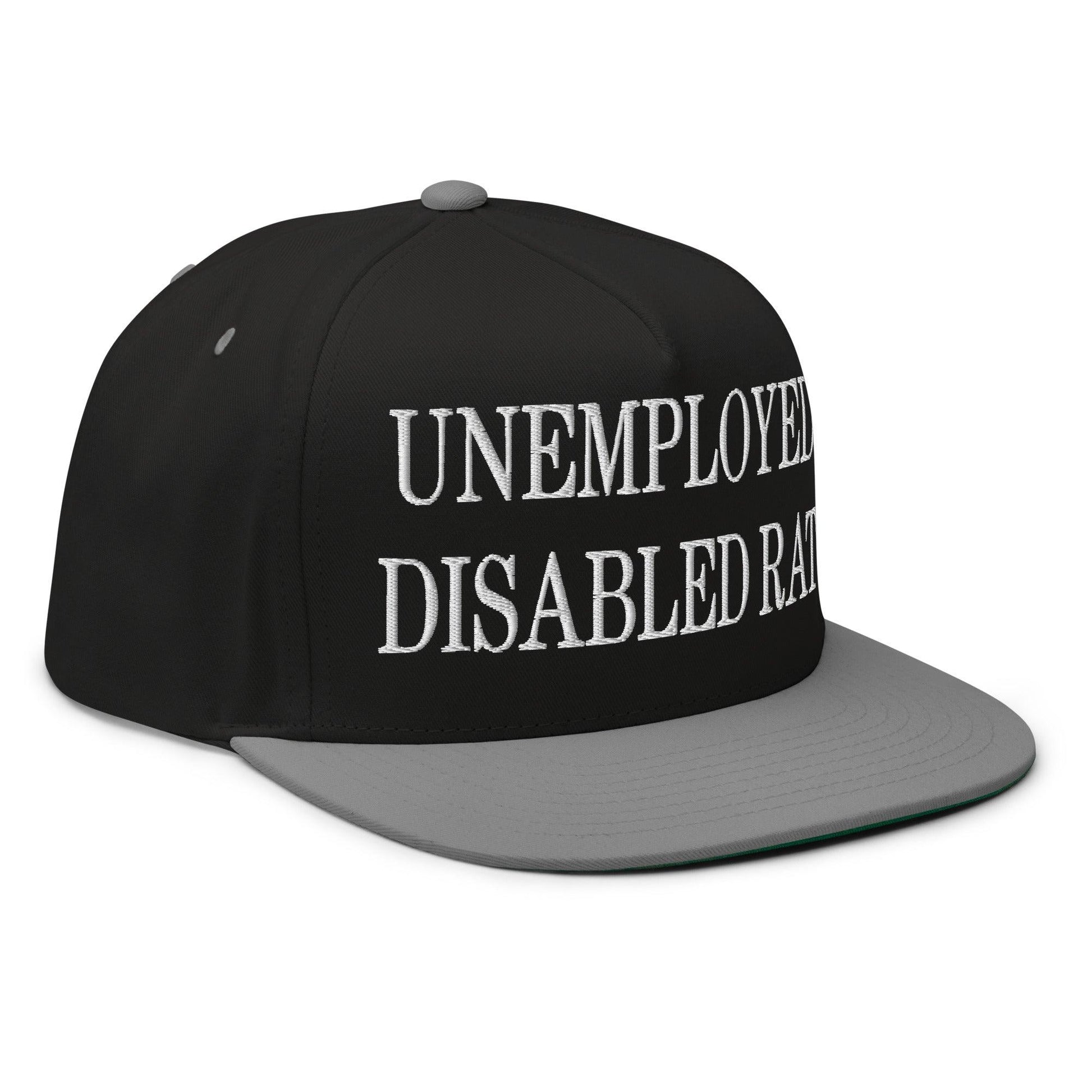 Unemployed Disabled Rat Embroidered 5 Panel Flat Bill Brim Snapback Hat