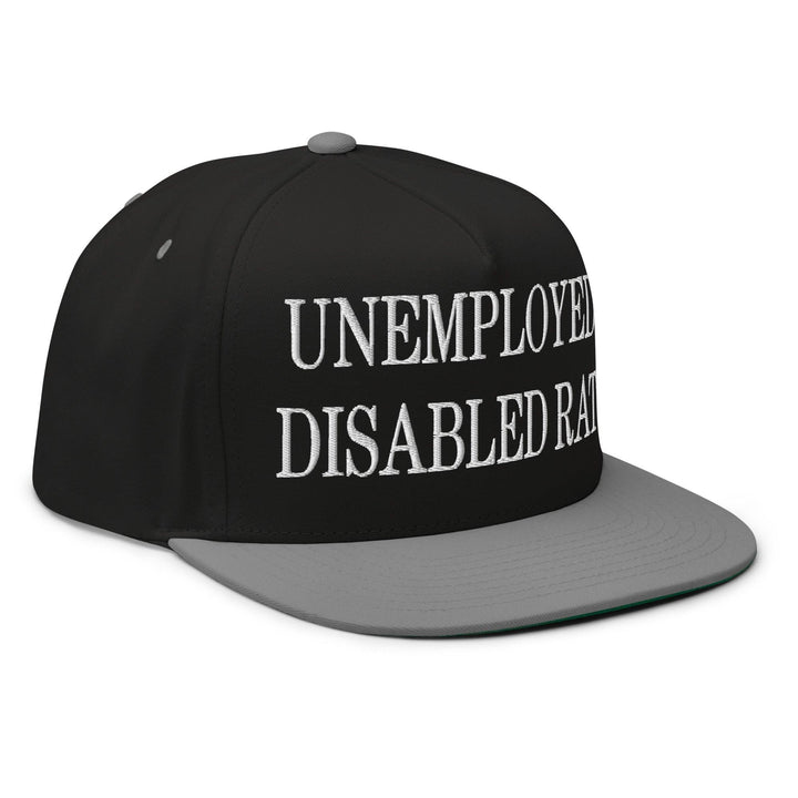 Unemployed Disabled Rat Embroidered 5 Panel Flat Bill Brim Snapback Hat