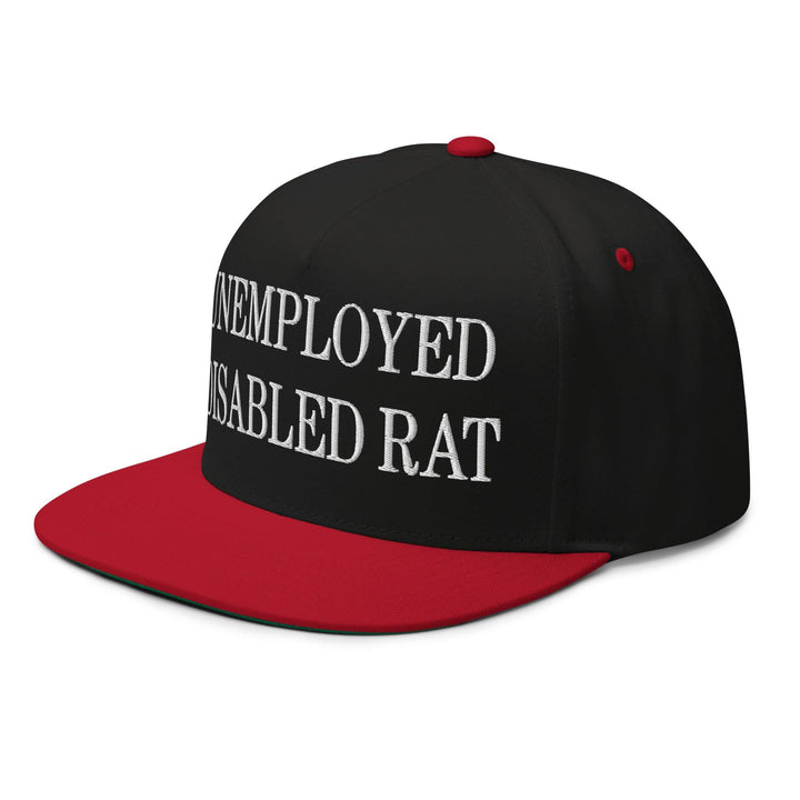 Unemployed Disabled Rat Embroidered 5 Panel Flat Bill Brim Snapback Hat