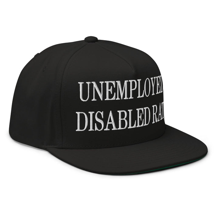 Unemployed Disabled Rat Embroidered 5 Panel Flat Bill Brim Snapback Hat