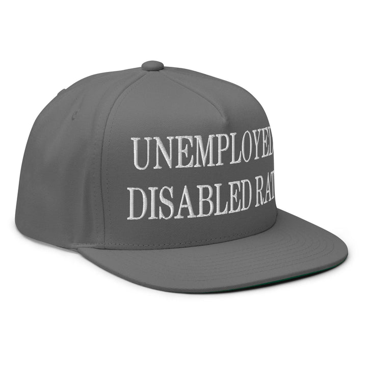 Unemployed Disabled Rat Embroidered 5 Panel Flat Bill Brim Snapback Hat
