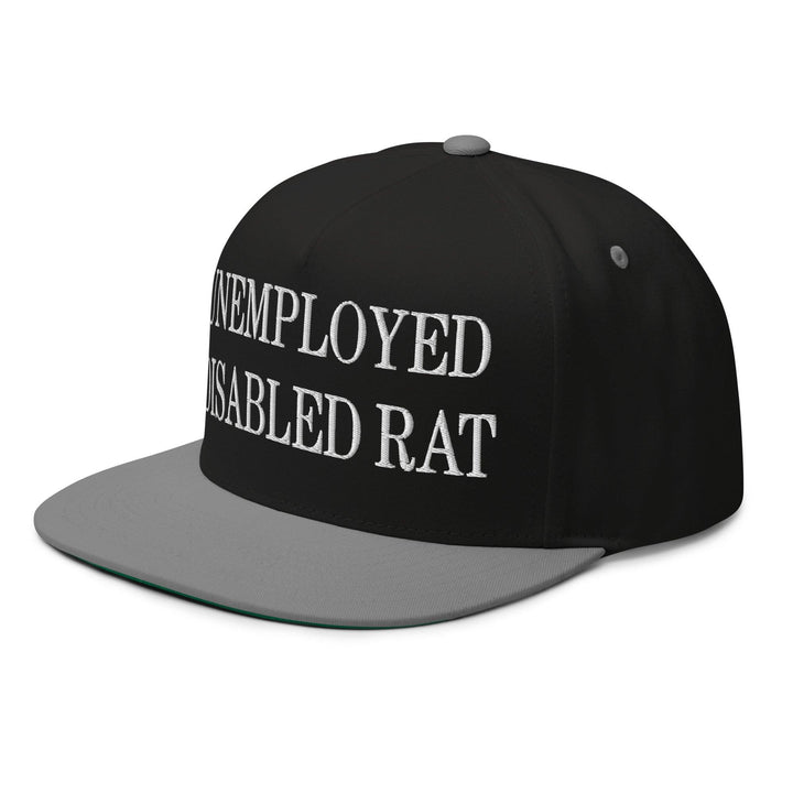 Unemployed Disabled Rat Embroidered 5 Panel Flat Bill Brim Snapback Hat