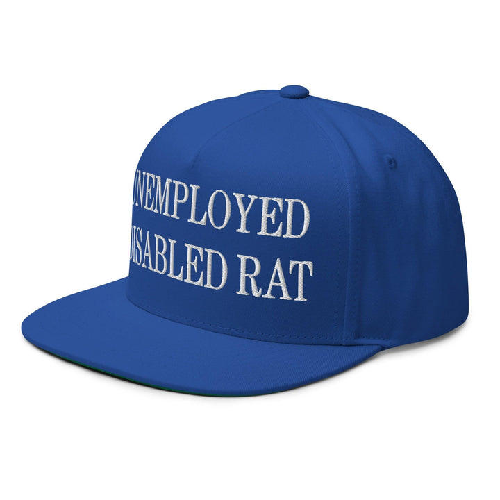 Unemployed Disabled Rat Embroidered 5 Panel Flat Bill Brim Snapback Hat