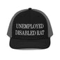 Unemployed Disabled Rat Embroidered Classic Mesh Trucker Hat - Black / Charcoal