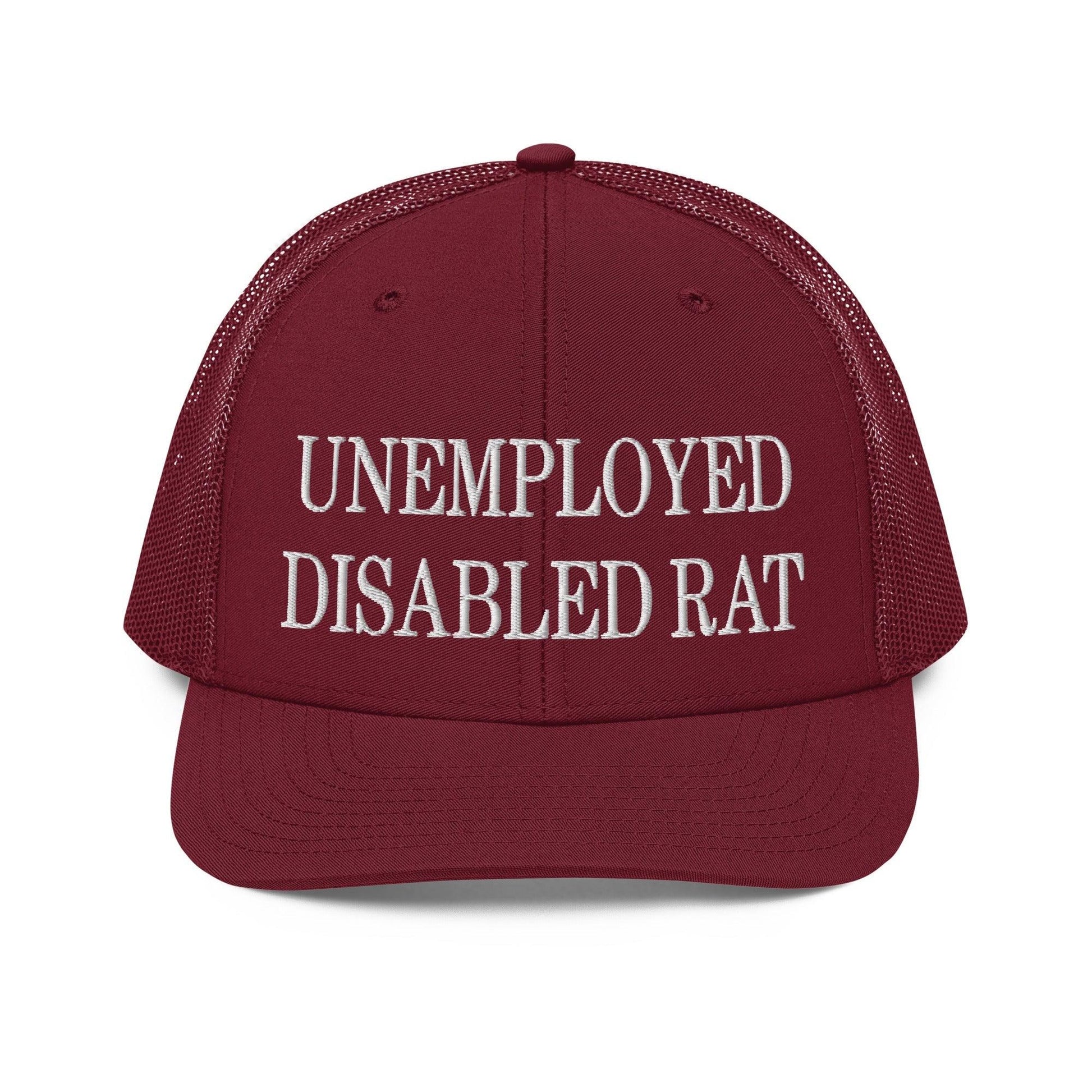 Unemployed Disabled Rat Embroidered Classic Mesh Trucker Hat - Cardinal