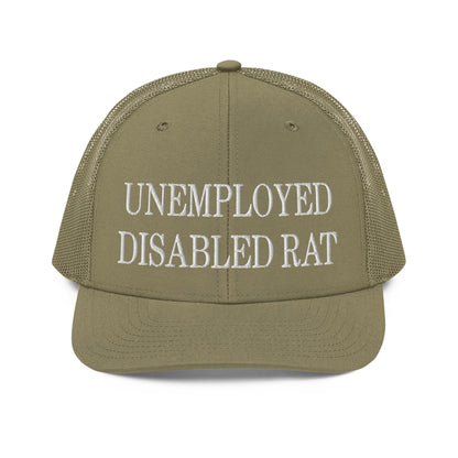 Unemployed Disabled Rat Embroidered Classic Mesh Trucker Hat - Loden